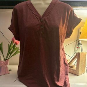 Amazon-essentials Women's Burgundy and Brown Shirt